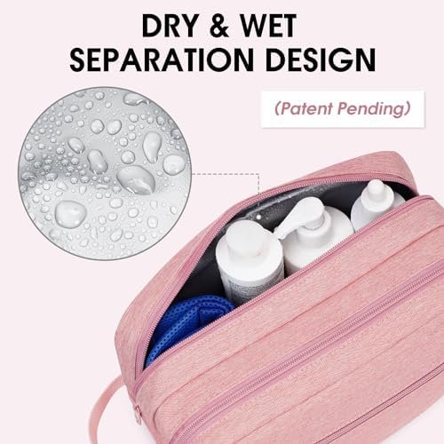 WANDF Travel Toiletry Bag with Wet Compartment Toiletry Organizer Shaving Bag Ha... - Image 4