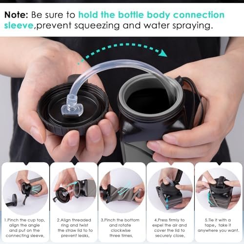 Collapsible Water Bottles,BPA-Free Silicone Foldable Water Bottle with Straw Str... - Image 8