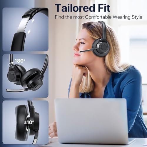 Wireless Bluetooth Headset with Noise Canceling Microphone, 2024 Bluetooth V5.4 ... - Image 8