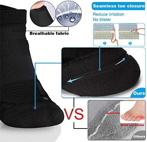 Hylaea No Show Running Athletic Anti-Blister Wicking Coolmax Socks, Seamless Ant... - Image 3