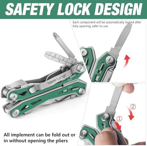 FLISSA Multi Tool Pliers, Green 16 in 1 Stainless Steel Multipurpose tool with T... - Image 8