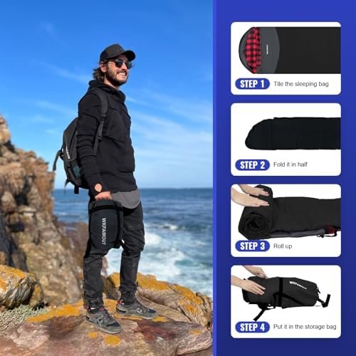 Backpacking Flannel Sleeping Bag Lightweight for Adults Hiking Ultralight Compac... - Image 6