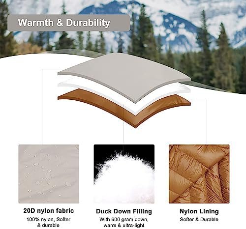 MOUNTAINTOP Down Fill Sleeping Bag for Adults Ultralight Backpacking Sleeping Ba... - Image 5