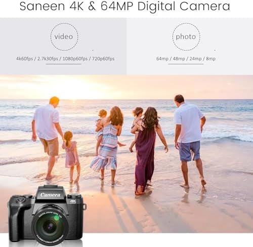 Saneen Digital Camera, 4k Cameras for Photography & Video, 64MP WiFi Touch Scree... - Image 3