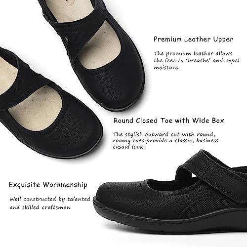 Women's Classic Comfort Mary Jane Flats Fashion Casual Dress Shoes Cute Closed T... - Image 4