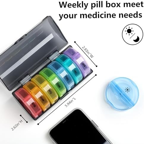 Sukuos Weekly Pill Organizer 7 Day 2 Times a Day, Large Daily Pill Box Easy to O... - Image 8