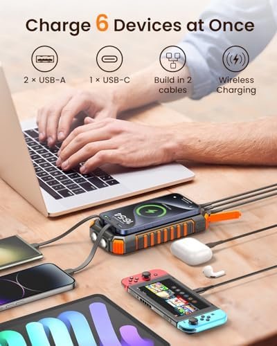 Riapow Solar Power Bank, 27000mah Wireless Battery Bank, 22.5W Fast Charging Por... - Image 5