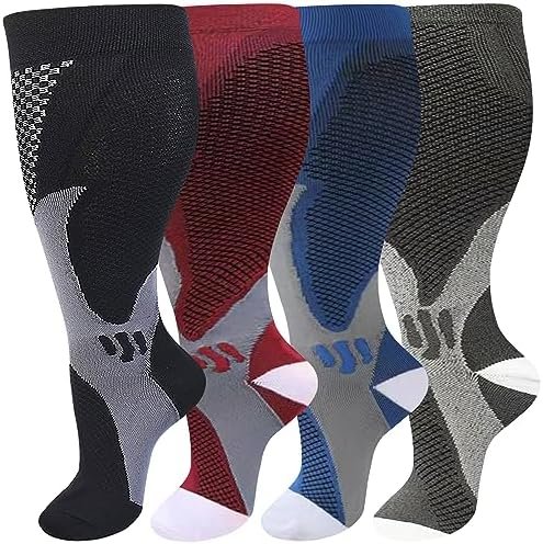 Wide Calf Compression Socks for Women Men,Large Plus Size Compression Socks Supp... - Image 2