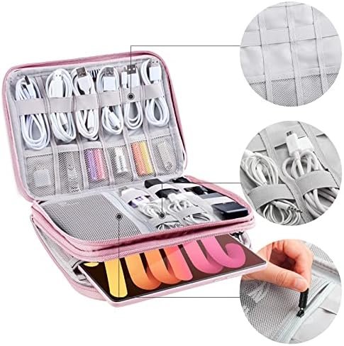 Electronic Organizer Travel Case, Travel Cable Bag, Water Resistant, Double Laye... - Image 6