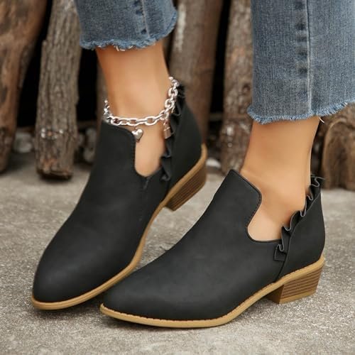 Cathalem Ankle Boots for Women, Womens Fall Cutout Booties Ankle Heels Low Stack... - Image 5