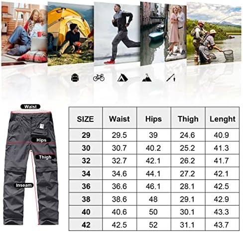 Mens Hiking Pants Convertible Quick Dry Zip Off Fishing Travel Safari Pants - Image 7