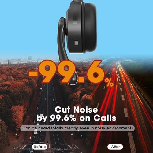 Bluetooth Headset with Microphone, Noise Canceling Wireless On Ear Headphones, B... - Image 3