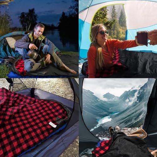 Backpacking Flannel Sleeping Bag Lightweight for Adults Hiking Ultralight Compac... - Image 7