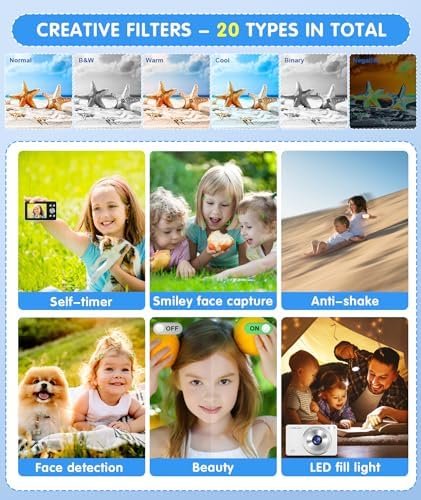 4K Digital Camera, Camera for Kids Real 13MP Point and Shoot Digital Cameras wit... - Image 6