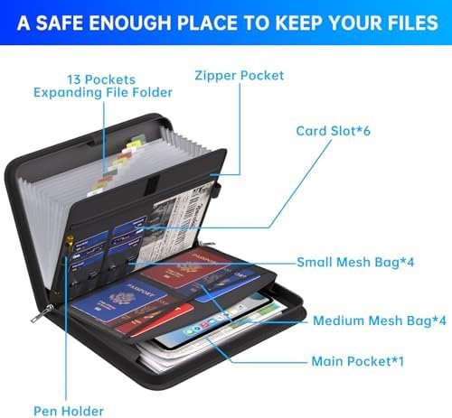 ENGPOW Accordion File Organizer,Fireproof Expanding File Folder with Multi Pocke... - Image 6