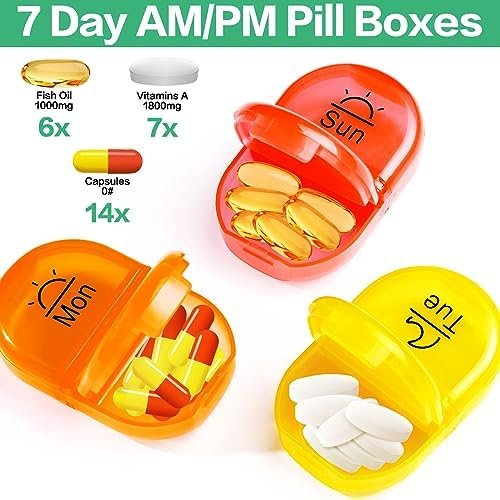 Serfeymi Weekly Travel Pill Organizer 2 Times A Day AM PM Upgraded Rainbow Pill ... - Image 5