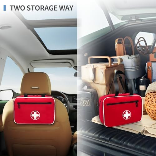 Portable First Aid Bag, Empty Emergency Trauma Kit with Reflective Strips, Multi... - Image 7