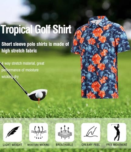 APTRO Men's Premium Golf Polo Shirts Short Sleeve Hawaiian Tropical Polo Shirt M... - Image 7