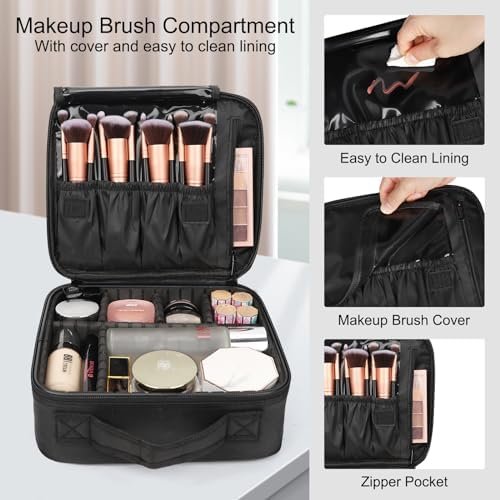 Relavel Travel Makeup Train Case Makeup Cosmetic Case Organizer Portable Artist ... - Image 4
