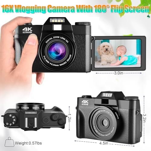 Upgrade 4K Digital Camera for Photography and Video, 16X 48MP Auto-Focus Vloggin... - Image 5