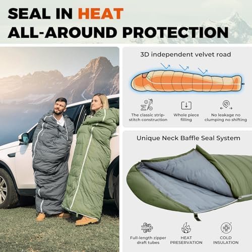 KingCamp Ultralight Down Sleeping Bag, 650 FP Compact Cold Weather 3-4 Season Sl... - Image 6