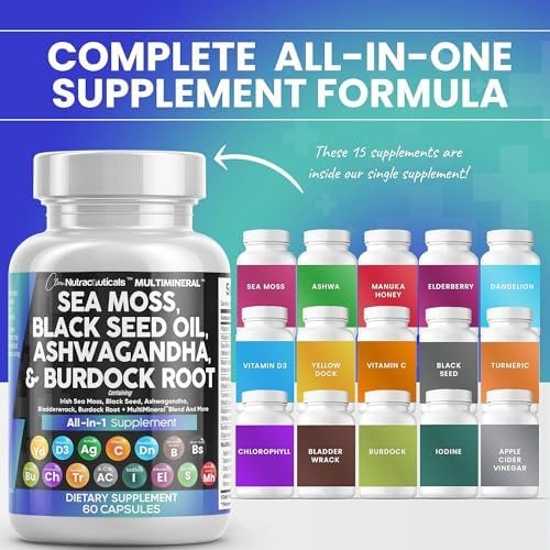 Sea Moss 3000mg Black Seed Oil 2000mg Ashwagandha 1000mg Turmeric 1000mg Bladder... - Image 3