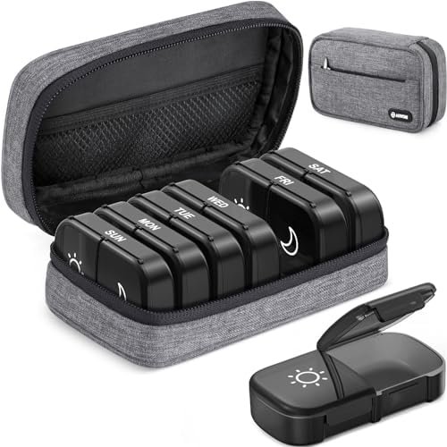 AUVON Canvas Bag XL Weekly Pill Organizer 2 Times a Day, Travel Pill Box 7 Day w... - Image 2