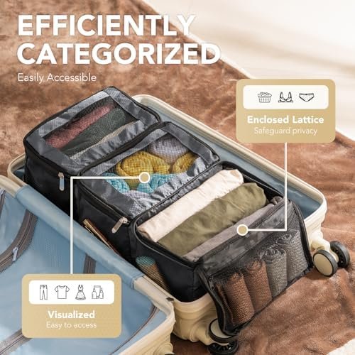 Hanging Shelves Packing Cubes for Travel, Collapsible Carry On Luggage Organizer... - Image 5