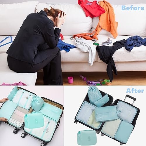 8 PCS Packing Cubes Compression, Travel Luggage Organizer Bags, Travel Storage B... - Image 7