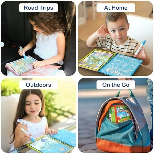 Kids Water Doodle Coloring Activity Book, 2-Pack Underwater & Safari Water Color... - Image 7