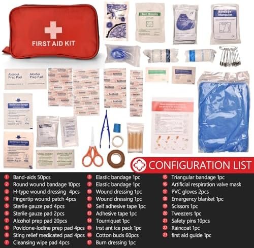 First Aid Kit 184Pcs, First Aid Kit Travel, Mini Travel First Aid Kit for Home, ... - Image 3