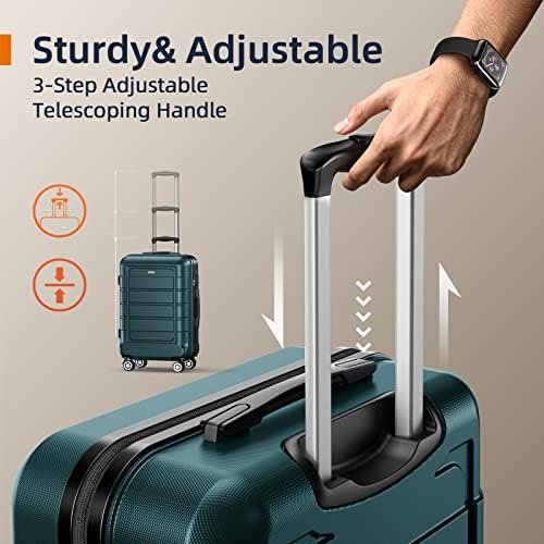 SHOWKOO Luggage Sets Expandable Suitcase Double Wheels TSA Lock (ArmyGreen) - Image 7