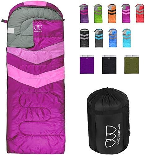 Gold Armour Sleeping Bags for Adults Kids Boys Girls Backpacking Hiking Camping,... - Image 2