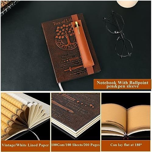 Tree of Life Embossed Notebook, 3D Vintage Journal with Pen/Pen Refill/Pen Holde... - Image 4