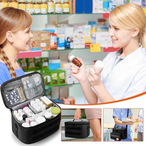 Medicine Organizer Bag, Family First Aid Bag Empty, Medical Bottle Storage Bag f... - Image 5