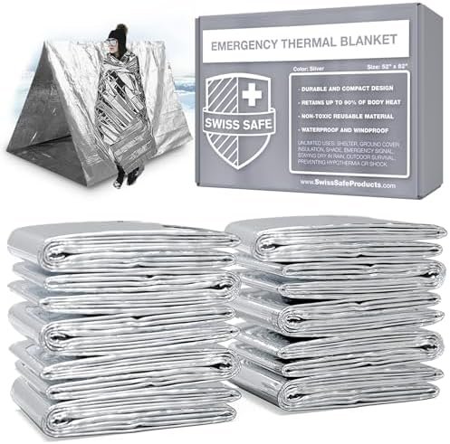 Swiss Safe Emergency Mylar Thermal Blankets + Bonus Space Blanket - Compact & In... - Image 2