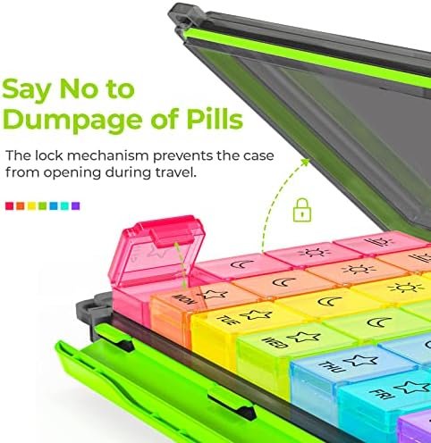 AUVON iMedassist Moisture-Proof Weekly Pill Organizer 4 Times a Day, Large 7 Day... - Image 5