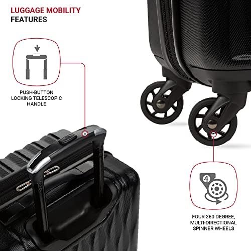 SwissGear 8018 Hardside Expandable Luggage with Spinner Wheels, Black, Carry-On ... - Image 3