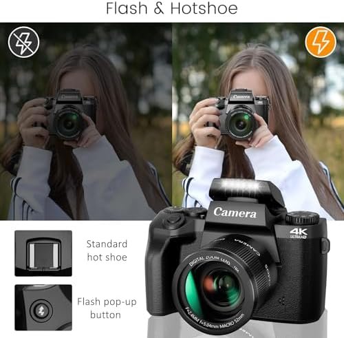 Saneen Digital Camera, 4k Cameras for Photography & Video, 64MP WiFi Touch Scree... - Image 6