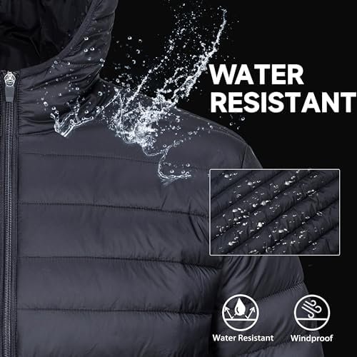 MAGCOMSEN Men's Lightweight Puffer Jacket Hooded Full Zip Water-Resistant Quilte... - Image 5