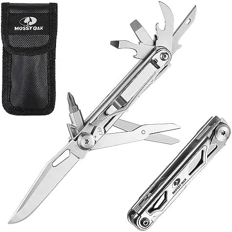 Mossy Oak 12-in-1 Multitool Pocket Knife with Pouch, Stainless Steel Multitool K... - Image 2