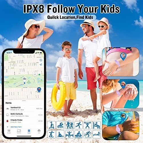 2 Pack Waterproof AirTag Bracelet for Kids, Hidden Silicone Wristband for AirTag... - Image 5