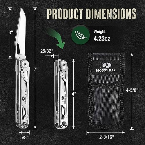 Mossy Oak 12-in-1 Multitool Pocket Knife with Pouch, Stainless Steel Multitool K... - Image 9