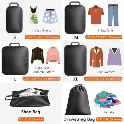 Packing Cubes for Travel, 6 Set Lightweight Compression Travel Bags - Luggage Su... - Image 6