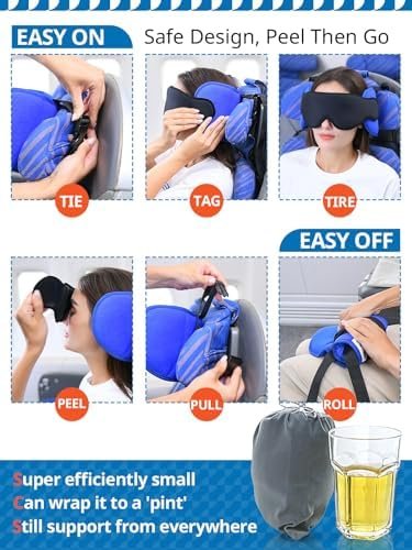 Travel Pillows for Airplanes, Airplane Pillow with Sleeping Eye Mask, Travel Nec... - Image 5
