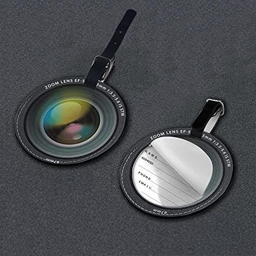 Luggage Tag Photography Camera Lens Effect, Pu Leather Bag Travel Suitcases Id I... - Image 6