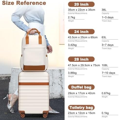 Kono Airline Approved Suitcase Set 3 Piece Luggage Set Lightweight Carry On Trav... - Image 3
