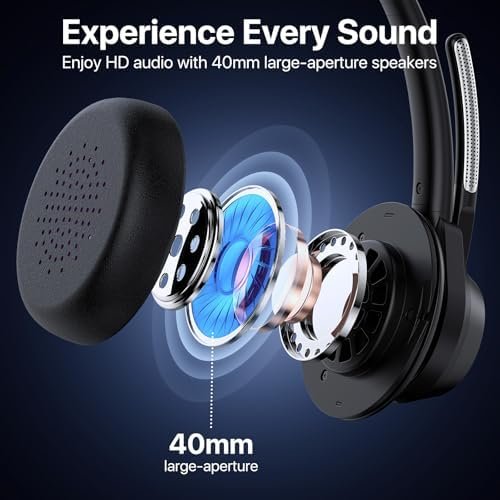 Wireless Bluetooth Headset with Noise Canceling Microphone, 2024 Bluetooth V5.4 ... - Image 4