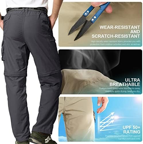 Mens Hiking Pants Convertible Quick Dry Zip Off Fishing Travel Safari Pants - Image 6