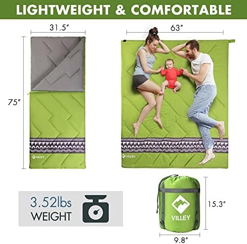 VILLEY Camping Sleeping Bag, Lightweight Backpacking Sleeping Bag with Compressi... - Image 3